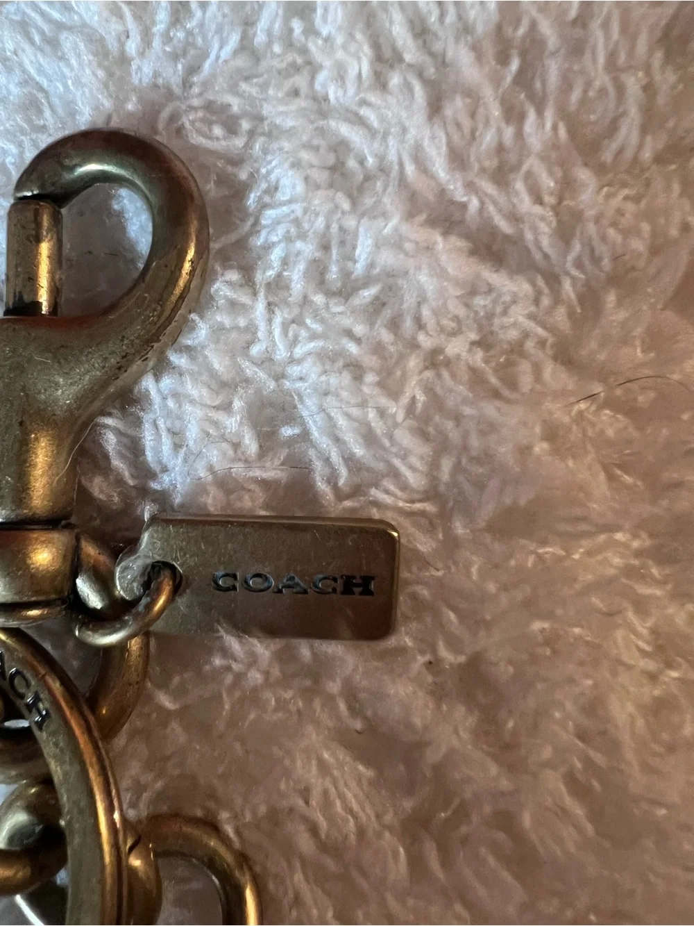 Coach Glitter Cherry Keyring in Burgundy with Gold Hardware